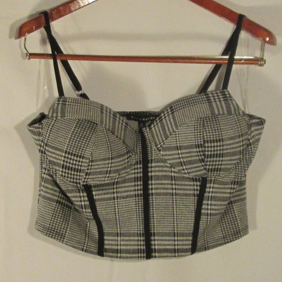 Haute Monde Other - Haute Monde Women's Black and White Plaid Bralette Sz XL Padded Cups Blk…